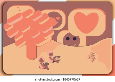 Abstract chilling social media. nature and emotion icon in imagine. shadow in square. social media movement. design esp10.