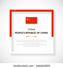 Abstract China flag square frame stock illustration. Creative country frame with text for national day of China.