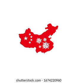 abstract china map corona virus epidemic symbol vector