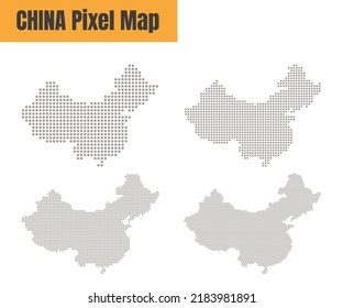 Abstract China Map with Dot Pixel Spot Modern Concept Design Isolated on White Background Vector illustration.