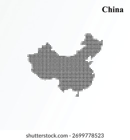 Abstrakte China-Karte in Halbton-Punktmuster - Minimalistisches Vektordesign