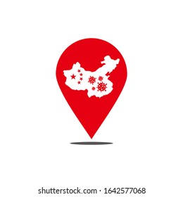 abstract china map pin location virus epidemic symbol vector