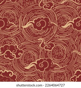 abstract chinese cloud fabric pattern