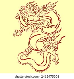 Abstrakt des chinesischen Drachenvektors für Karte, Dekoration, Illustration