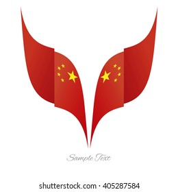 Abstract Chinese eagle flag ribbon logo white background