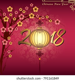 Abstract chinese new year 2018 with Traditional Chinese Wording .The meaning are Lucky and Happy. Vector and Illustration, EPS 10
