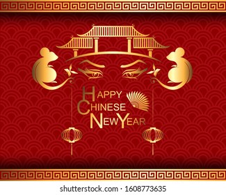 Abstract chinese new year 2020, Year of Rat. Vector and Illustration, EPS 10