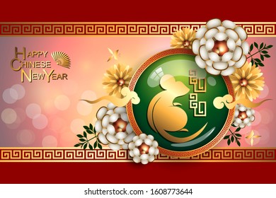 Abstract chinese new year 2020, Year of Rat. Vector and Illustration, EPS 10