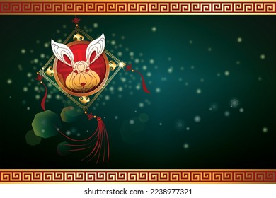 Abstract chinese new year 2023 with Rabbit Face and Traditional Chinese Wording. The meaning are Lucky and Happy. Year of Rabbit That is the one of Chinese Zodiac. Vector and Illustration, EPS 10