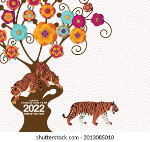 Abstract chinese new year lantern and background. Year of the tiger. Happy chinese new year 2022, year of the tiger