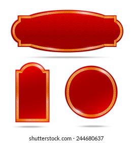 Abstract chinese red background and gold border blank template isolated on the white background vector illustration