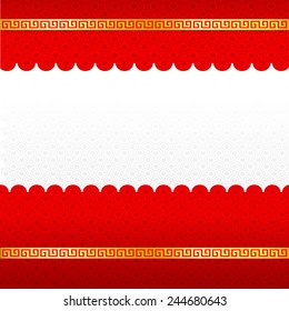 Abstract chinese red background and gold border blank template isolated on the white background vector illustration