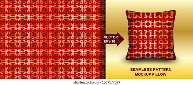 Abstract. Chinese seamless pattern. oriental pattern red-gold background. Design for pillow, print, fashion, clothing, fabric, gift wrap. mockup template pillow seamless pattern. Vector.