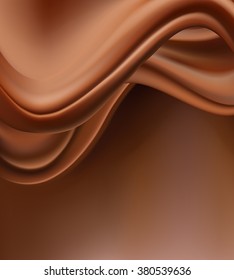 Abstract chocolate background. Folding creamy chocolate top border background. Vector illustration