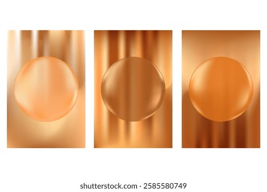 Abstract chocolate brown gradient poster set with strips texture, glowing neon lights, shadows gradation background. Aesthetic coffee color wallpaper with copy space. Vintage shiny decorated texture