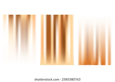 Abstract chocolate brown gradient poster set with strips texture, glowing neon lights, shadows gradation background. Aesthetic coffee color wallpaper with copy space. Vintage shiny decorated texture