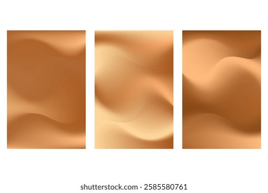 Abstract chocolate brown poster set, smooth blur gradient background, glowing lights, shadows tanned gradation banner. Aesthetic coffee color wallpaper with copy space. Vintage wavy texture
