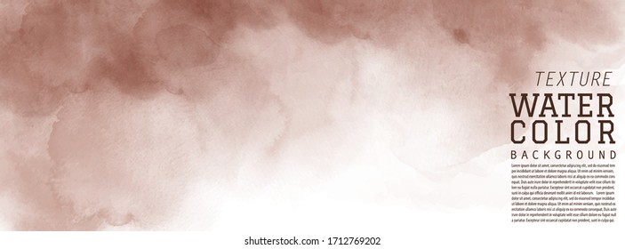 Abstract chocolate brown surface of watercolor texture for banner background. Stain artistic vector used as being an element in the decorative design of header, brochure, poster, card, cover, banner.