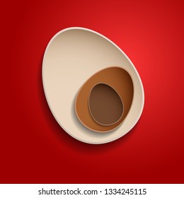 Abstract chocolate easter eggs on red background
