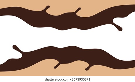 Fondo de chapoteo de chocolate Abstractas. Gotas y salpicaduras de chocolate derretido minimalista. Chocolate derretido y ondulado salpica con espacio de copia para texto.