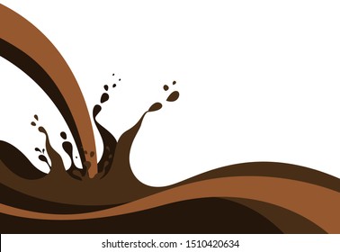 Abstract Chocolate Splashing Waves Background Vector