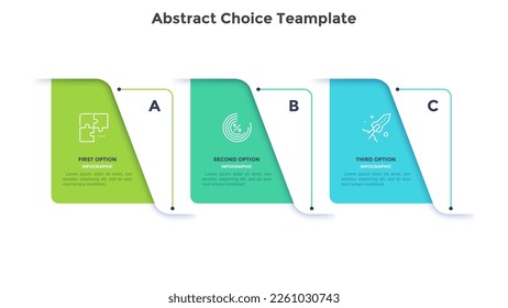 Abstract choice template for business course infographic chart design. Educational table for company employees infochart with thin line icons. Instructional graphics with 3 steps for banners