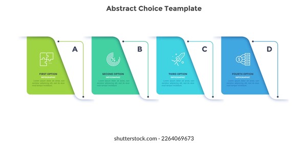 Abstract choice template for business course infographic chart design. Educational table for company employees infochart with thin line icons. Instructional graphics with 4 steps for banners