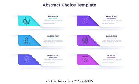 Abstract choice template of business technology infographic design template. Variety of options of services and products. Promotion material. Rectangular chart with icons. Visual data presentation