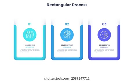 Abstract choice template of business technology infographic design template. Three options of services and products. Promotion material. Rectangular chart with icons. Visual data presentation