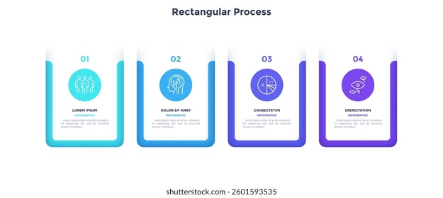 Abstract choice template of business technology infographic design template. Four options of services and products. Promotion material. Rectangular chart with icons. Visual data presentation