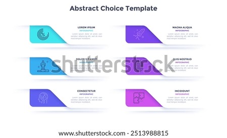 Abstract choice template of business technology infographic design template. Variety of options of services and products. Promotion material. Rectangular chart with icons. Visual data presentation