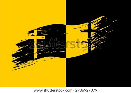 Abstract Christian Cross with Brush Stroke Effect on Split Background