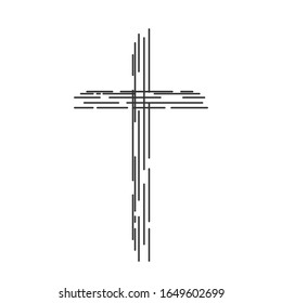 Abstract christian cross icon. Linear religion cross isolated. Vector illustration.