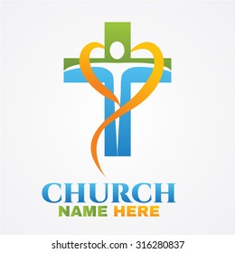 Abstract christian cross logo design vector template.Christian Icon Design.