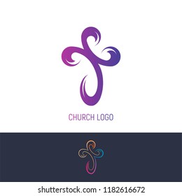 Abstract christian cross logo vector template. Church logo.