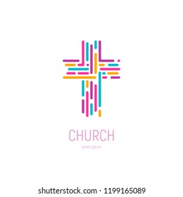 Abstract christian cross logo vector template. Church logo.