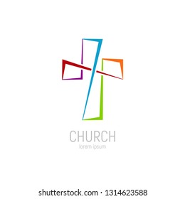 Abstract christian cross logo vector template. Church logo.