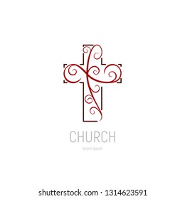 Abstract christian cross logo vector template. Church logo.