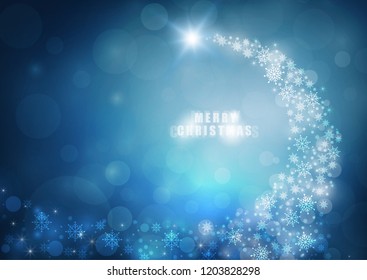 Abstract christmas 2019 bokeh blue color background. vector illustration