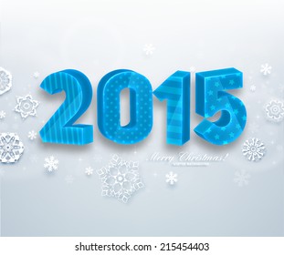 Abstract Christmas Background. 2015 New Year. Silver Background, White Paper Snowflakes.