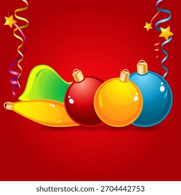 Abstract christmas background with baubles, element for design, vector illustration