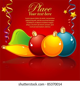 Abstract christmas background with baubles, element for design, vector illustration