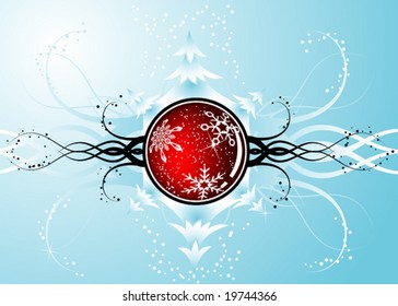 Abstract christmas background with baubles, vector illustration