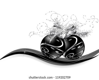 Abstract christmas background with black balls