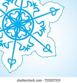 Abstract christmas background. Blue snowflake on white