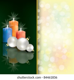 Abstract Christmas background with candles on green