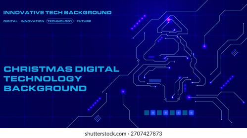 Abstrakte Weihnachten Hintergrund in Schaltkreis Netzwerk digitale Technologie elektronisches Konzept. Vektorgrafik