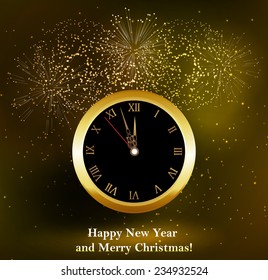 Abstract Christmas background with a clock