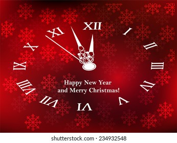 Abstract Christmas background with a clock