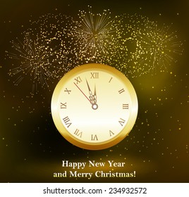 Abstract Christmas background with a clock